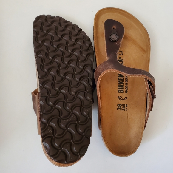 New Birkenstock Gizeh Tobacco Leather Sandals - Picture 4 of 9